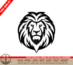 Lion Black and White Vector Illustration SVG