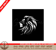 Lion Black and White Vector Illustration SVG