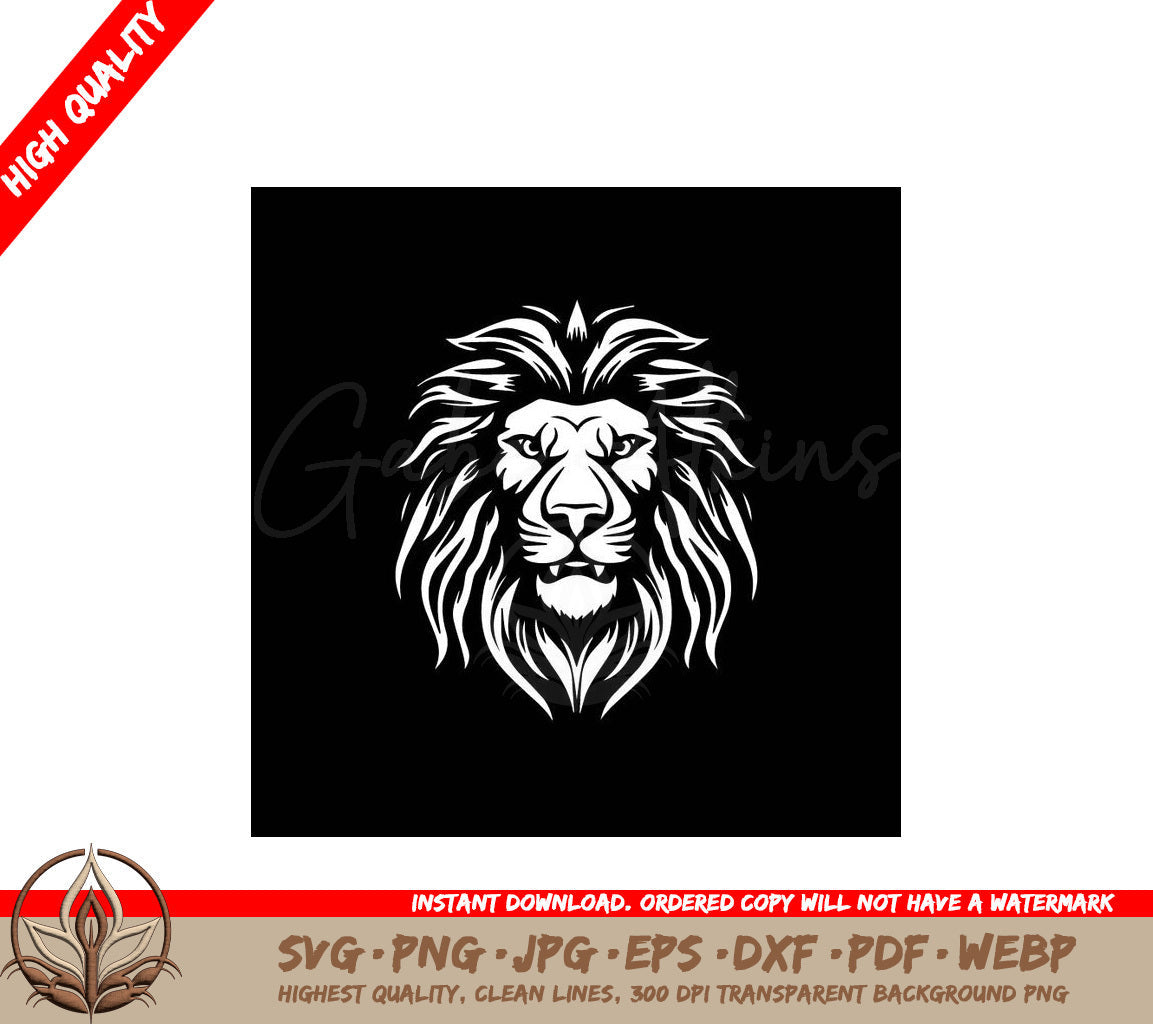 Lion Black and White Vector Illustration SVG
