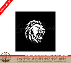 Lion Black and White Vector Illustration SVG