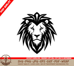 Lion Black and White Vector Illustration SVG