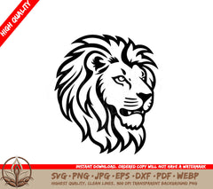 Lion Black and White Vector Illustration SVG
