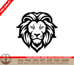 Lion Black and White Vector Illustration SVG