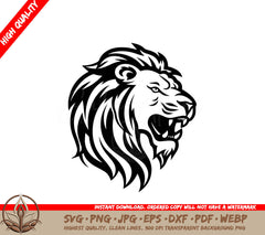 Lion Black and White Vector Illustration SVG