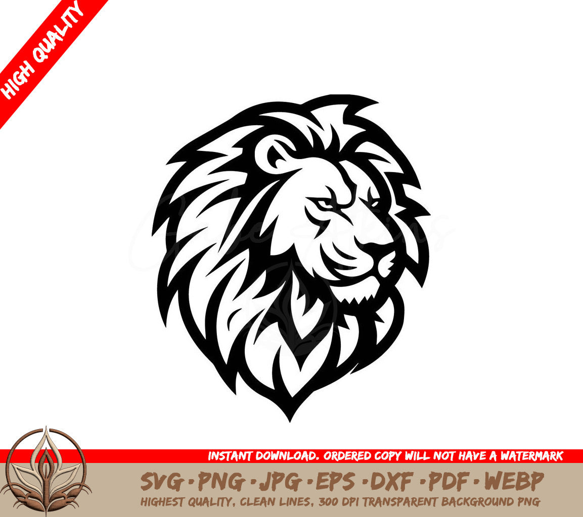 Lion Black and White Vector Illustration SVG