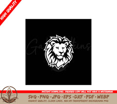 Lion Black and White Vector Illustration SVG