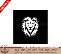 Lion Black and White Vector Illustration SVG