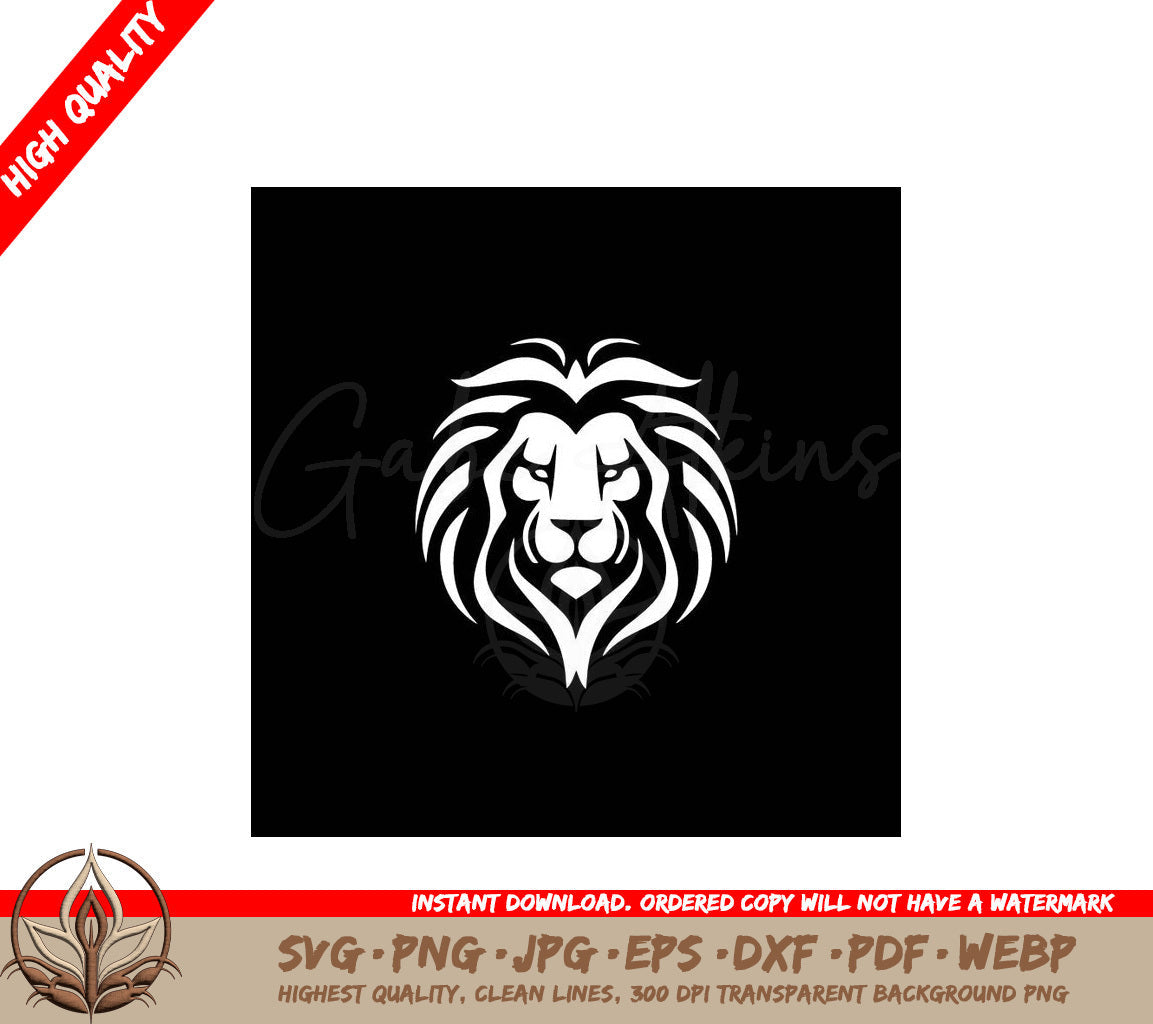 Lion Black and White Vector Illustration SVG