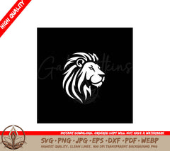Lion Black and White Vector Illustration SVG