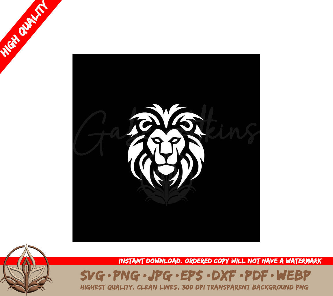 Lion Black and White Vector Illustration SVG