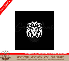 Lion Black and White Vector Illustration SVG