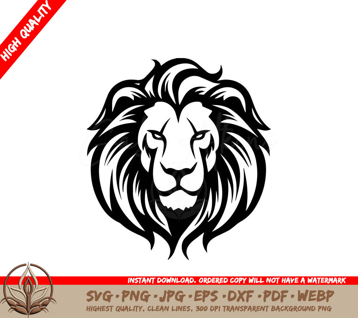 Lion Black and White Vector Illustration SVG