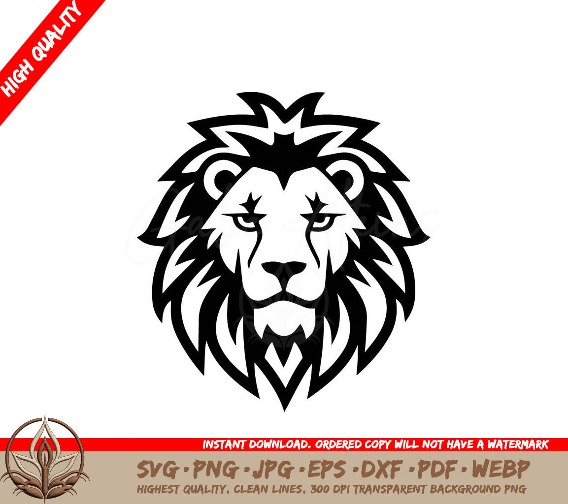Lion Black and White Vector Illustration SVG