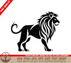 Lion Black and White Vector Illustration SVG