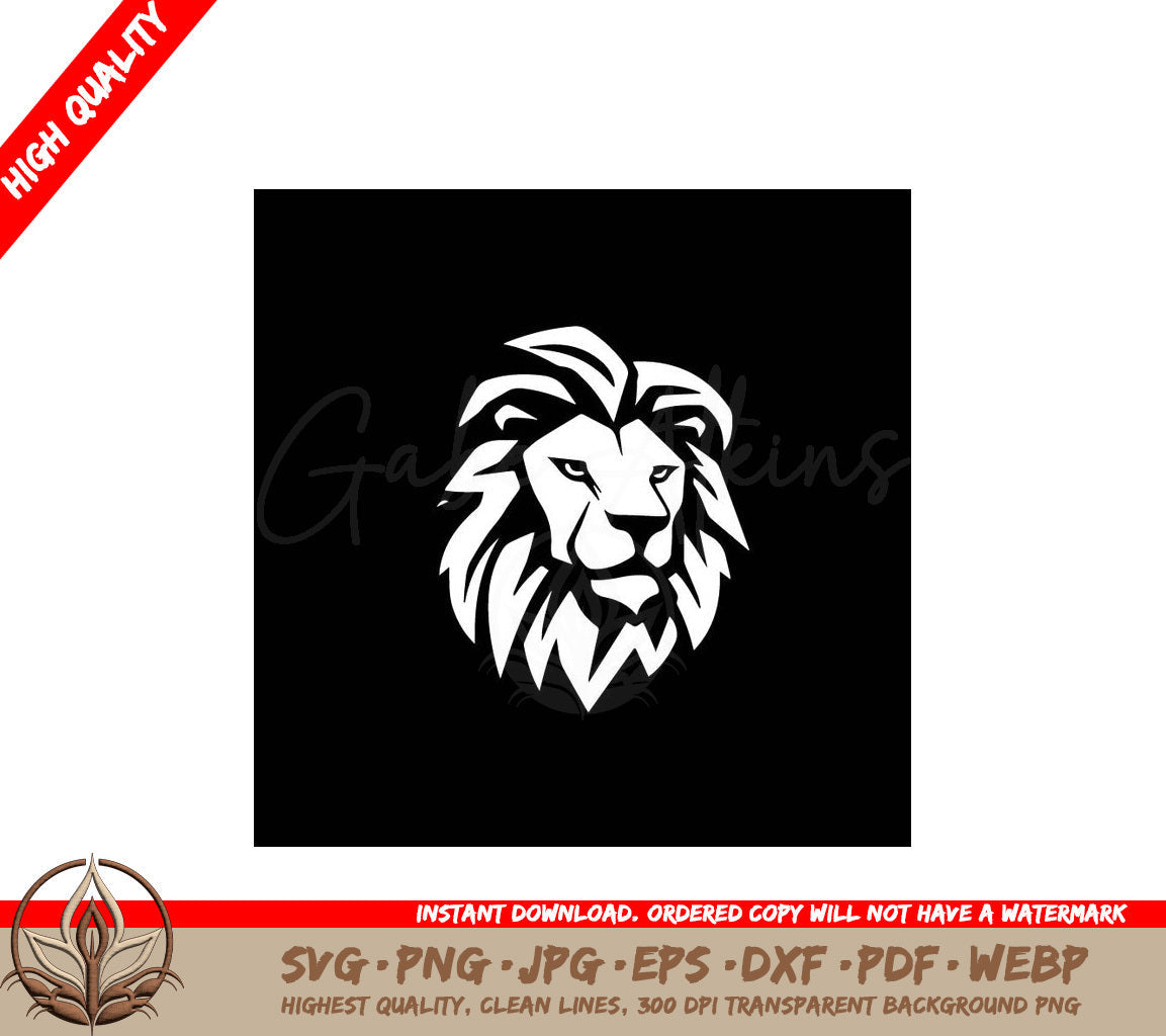 Lion Black and White Vector Illustration SVG