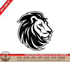 Lion Black and White Vector Illustration SVG