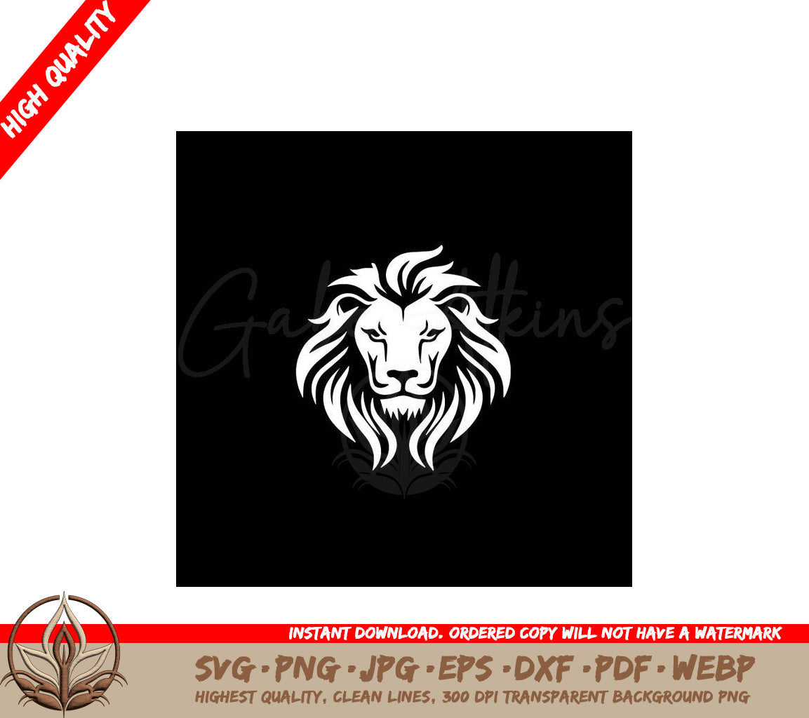 Lion Black and White Vector Illustration SVG