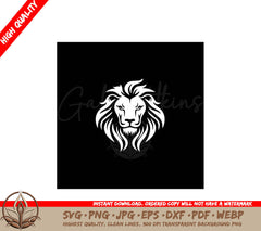 Lion Black and White Vector Illustration SVG