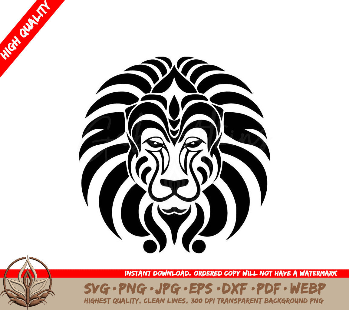 Lion Black and White Vector Illustration SVG