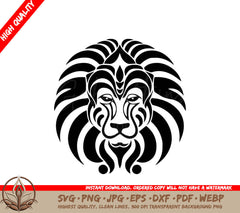 Lion Black and White Vector Illustration SVG