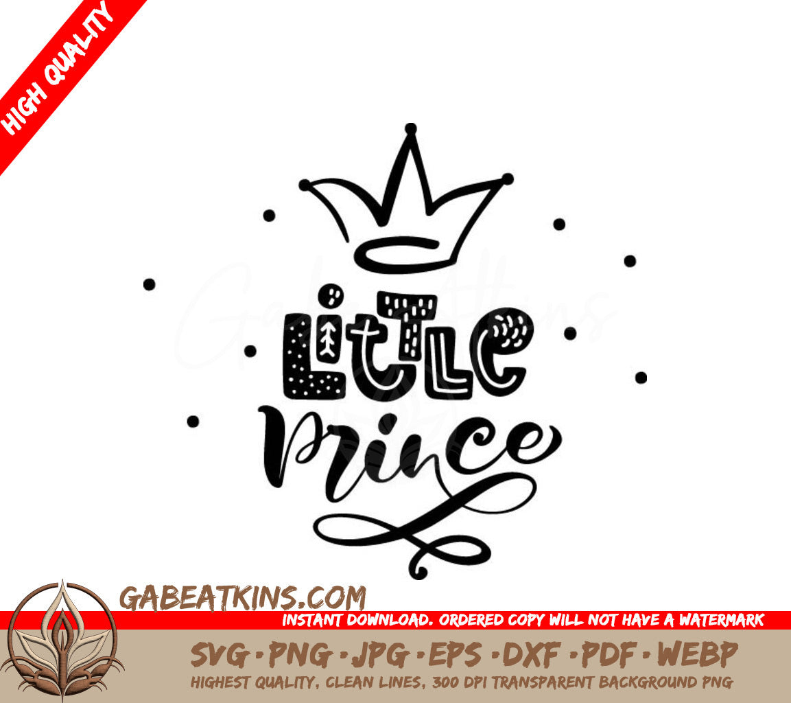 Little Prince Crown SVG Scandinavian Hand Drawn Illustration SVG