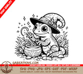 Lizard Witch Hat SVG Coloring Page Illustration SVG