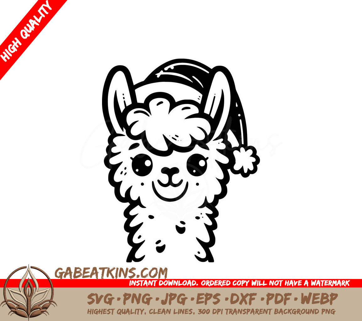 A Llama Wearing A Santa Hat SVG - Llama Santa Hat SVG