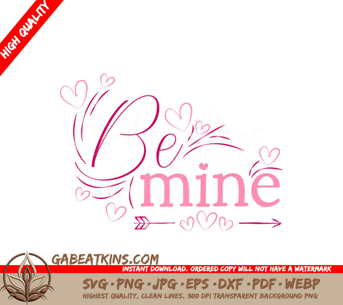 Be Mine Arrow & Hearts SVG - Valentines Day Love Design SVG