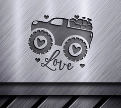 Love Monster Truck SVG Cut File - Valentines Day Design SVG