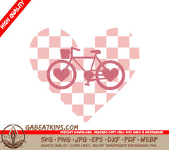 Valentines Day Pink Heart with Bicycle SVG Cut File SVG