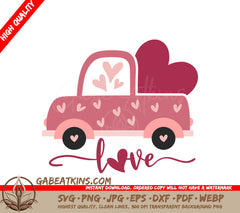 Pink Car with Hearts Love SVG for Valentines Day SVG