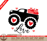 Love Monster Truck SVG Cut File - Valentines Day Design SVG