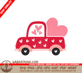 Valentines Day Red Car with Pink Hearts SVG Cut File SVG