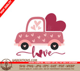 Valentines Day Pink Car with Hearts SVG - Love Design SVG