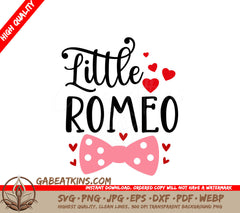 Little Romeo Valentines Day SVG with Hearts & Bow Tie SVG