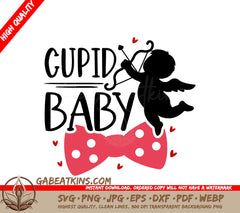 Cupid Baby with Bow Tie and Hearts SVG for Valentines Day SVG