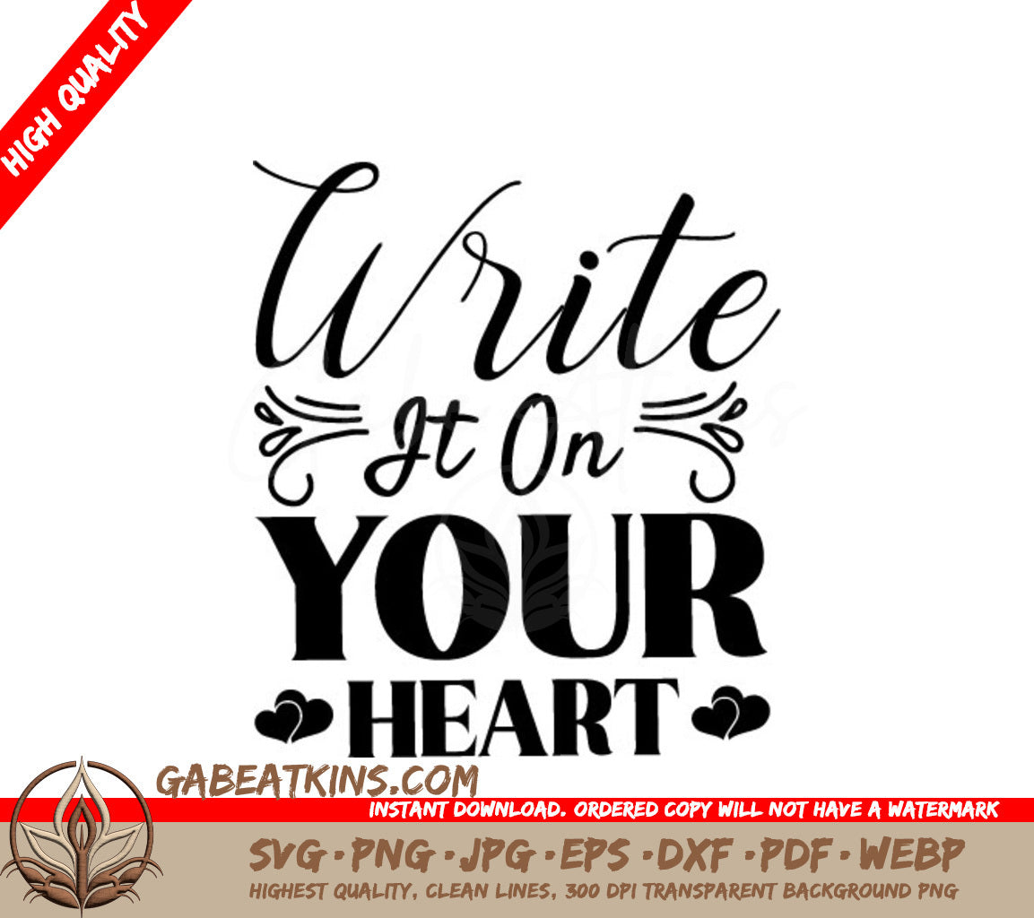Write It On Your Heart SVG Design SVG