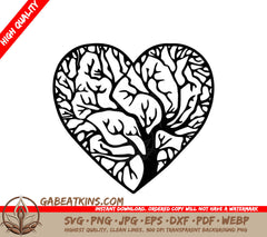 A Tree In The Shape Of A Heart SVG - Love Tree SVG SVG