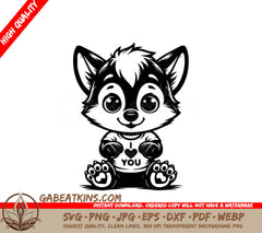A Husky Wearing A Shirt That Says I Love You SVG - Love You Wolf SVG