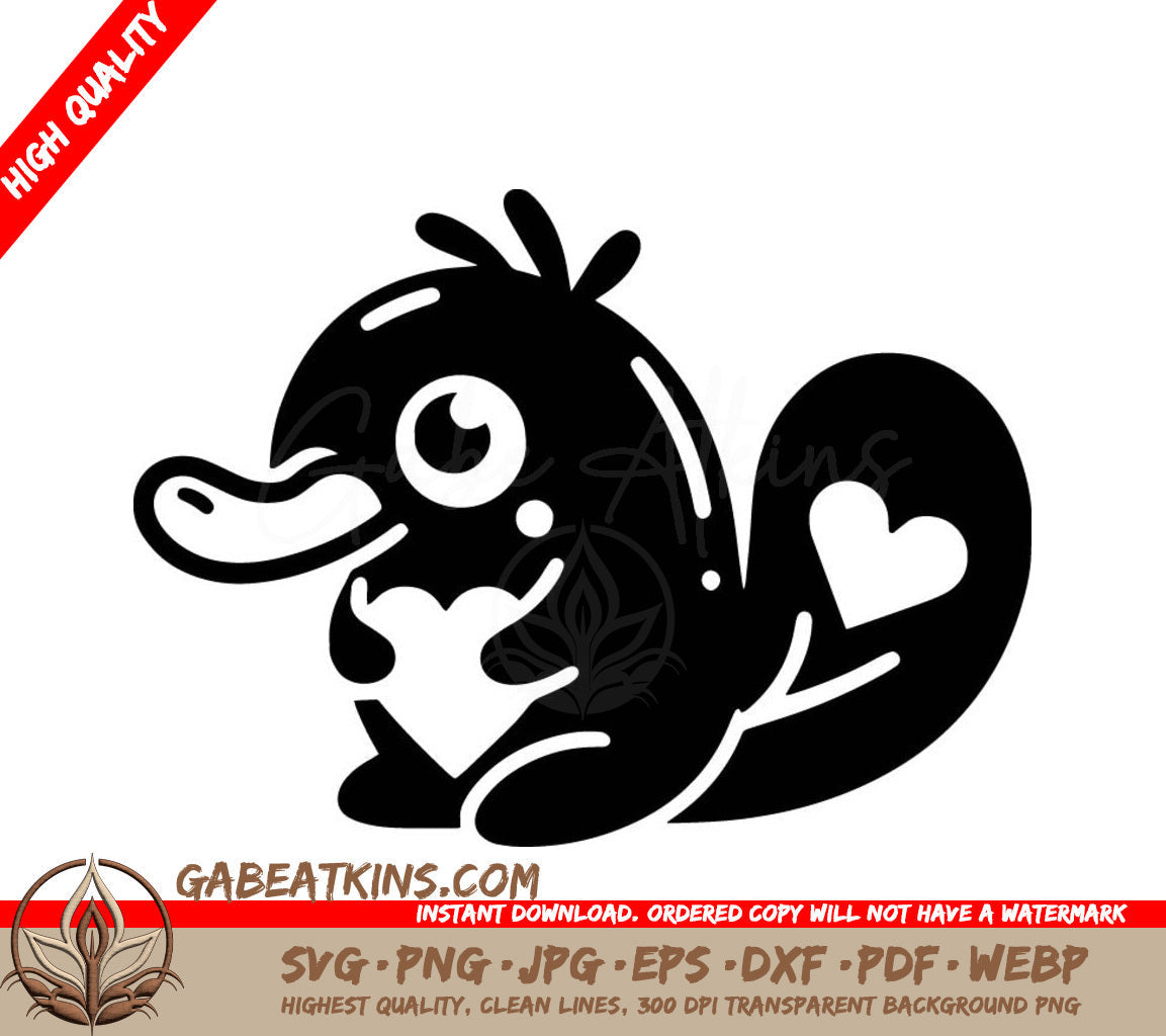 A Duck With A Heart In Its Mouth SVG - Lovely Platapus SVG