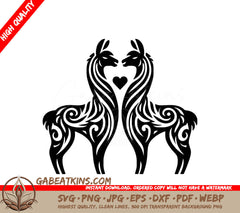 Two Llamas Making A Heart With Their Heads SVG - Loving Alpacas SVG