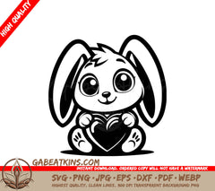 A Bunny Holding A Heart SVG - Loving Bunny SVG