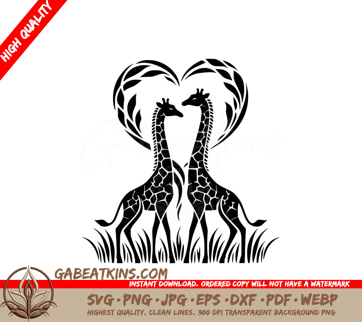 Two Giraffes Making A Heart Shape SVG - Loving Giraffes SVG