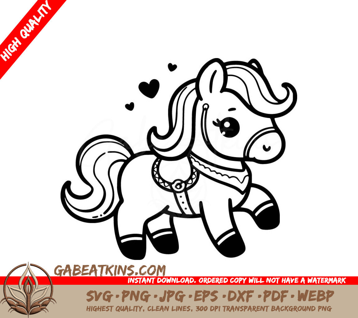 A Horse With Hearts Around It SVG - Loving Pony SVG