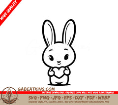 A Bunny Holding A Heart SVG - Loving Rabbit SVG