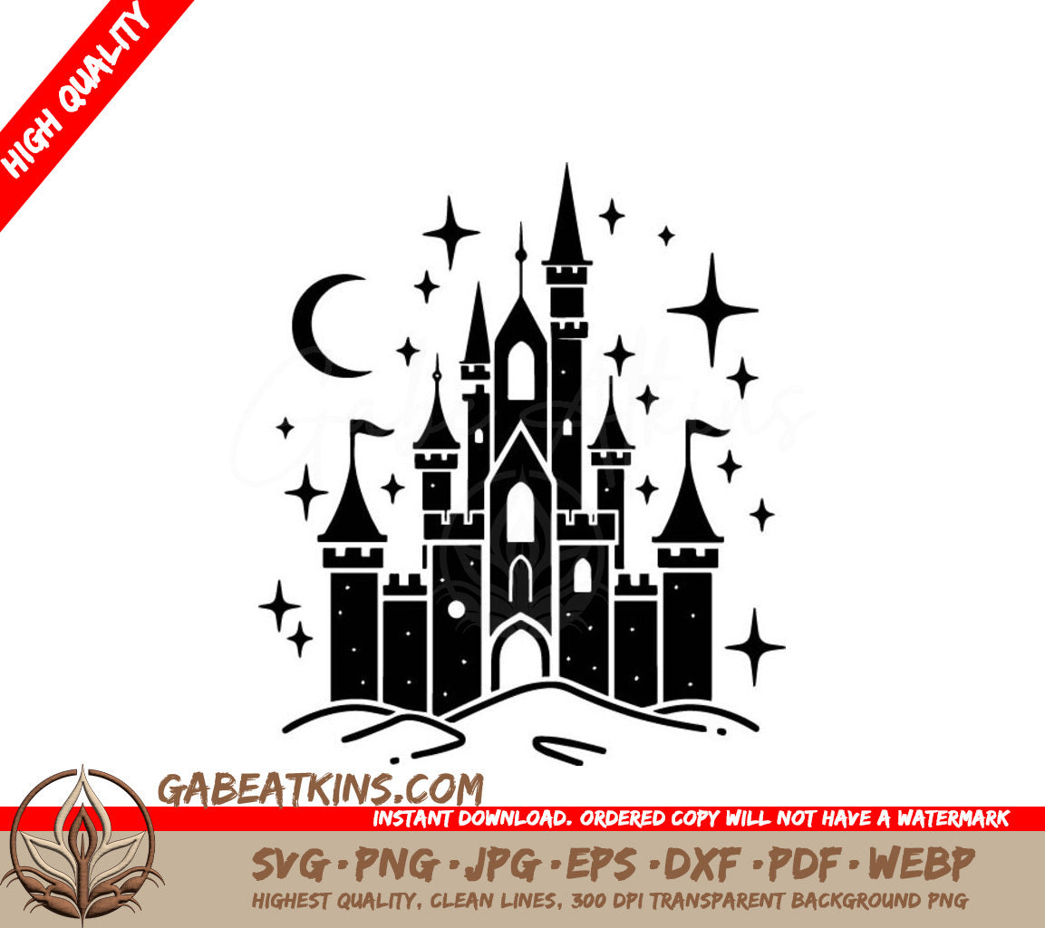 Castle Silhouette SVG Magical Starry Night Design SVG