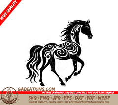 A Horse With A Long Mane SVG - Magnificent Horse SVG
