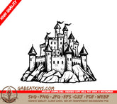 Castle on Rocky Hill SVG - Majestic Bastion Vector Art SVG