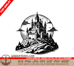 ## Majestic Medieval Castle Full Moon Halloween SVG SVG