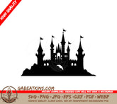 Castle Silhouette SVG with Flags - Majestic Illustration SVG